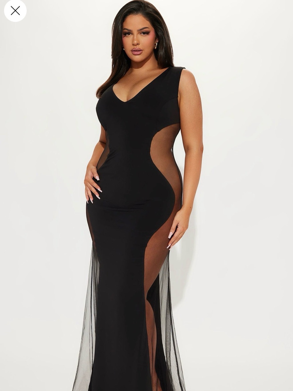 Fashion Nova Black Mesh Panel Maxi Dress - Picture 3 of 3